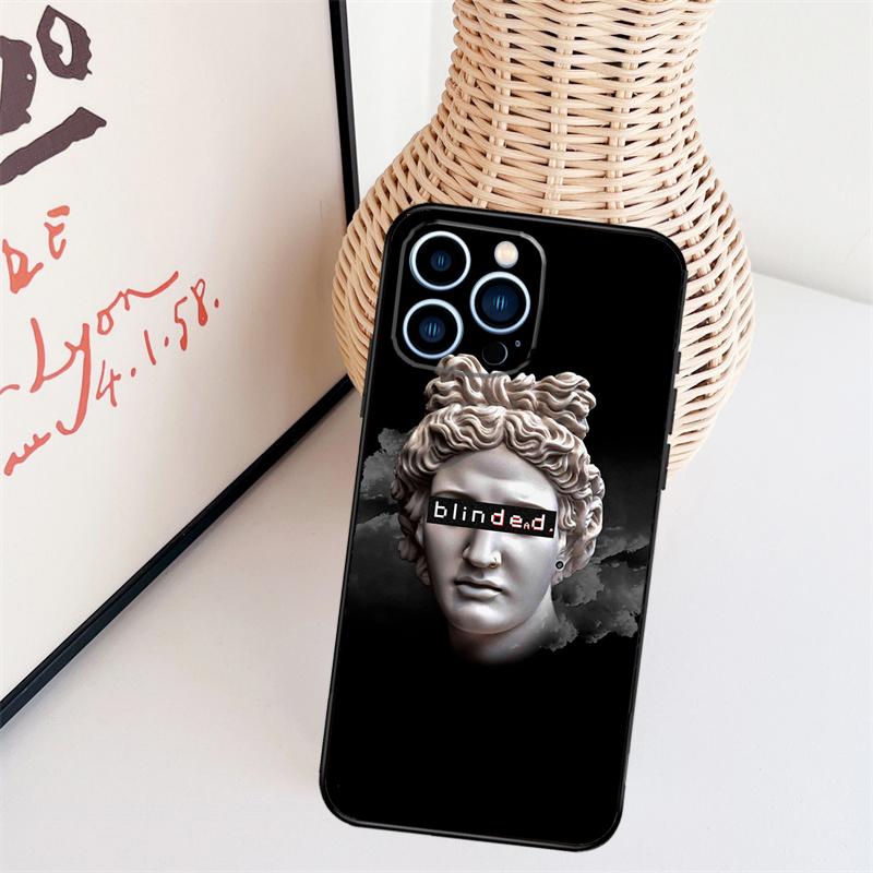 Греческая эстетика Гипсовая статуэтка Чехол для телефона Для iPhone 17 Pro Max 14 13 12 11 15 16 Pro Max mini 15 16 Plus 16e Задняя крышка