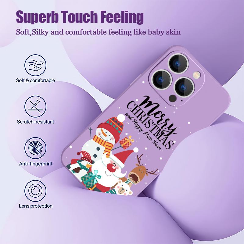 Christmas Elk Santa Pattern Slim Magnetic Cover For Iphone 16e 15 Pro Max 14 13 12 Pro 11 For Magsafe Matte Shockproof Soft Tpu Lanyard Phone Case