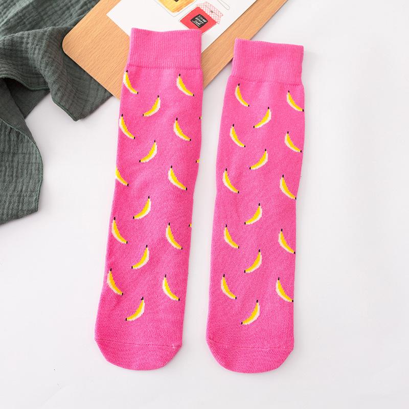 Funny Harajuku Women Casual Cartoon Fruit Sock Hot Sale Banana Avocado Lemon Egg Cookie Donuts Colorful Japanese Skateboard Sock