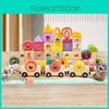 Educational Fruit Wooden Train Building Blocks For Digital English Toy Cognition