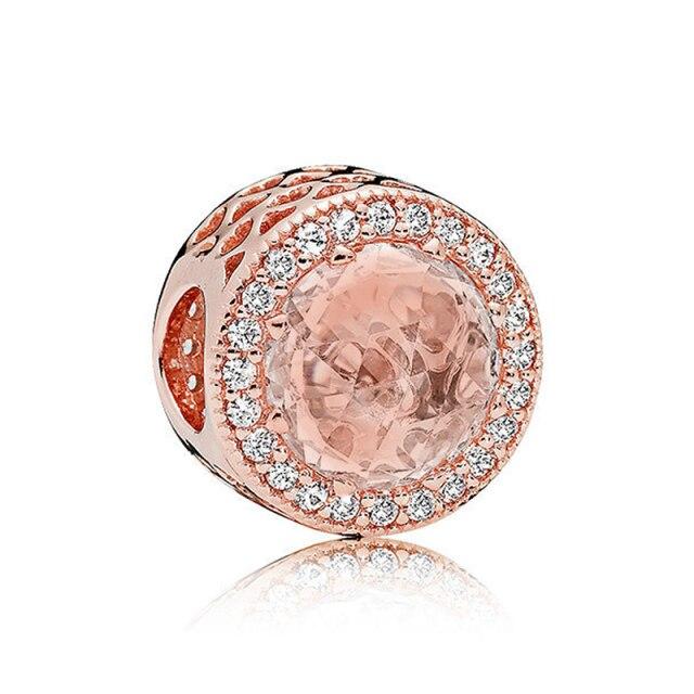 925 Sterling Silver Colorful Beads Transparent Shiny Row Clip Charm Fit Women Bracelet DIY Jewelry