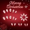 Sparkling Snowflake French Manicure Press On Nail 24Pieces Red White Stripes Christmas Design Artificial Nail