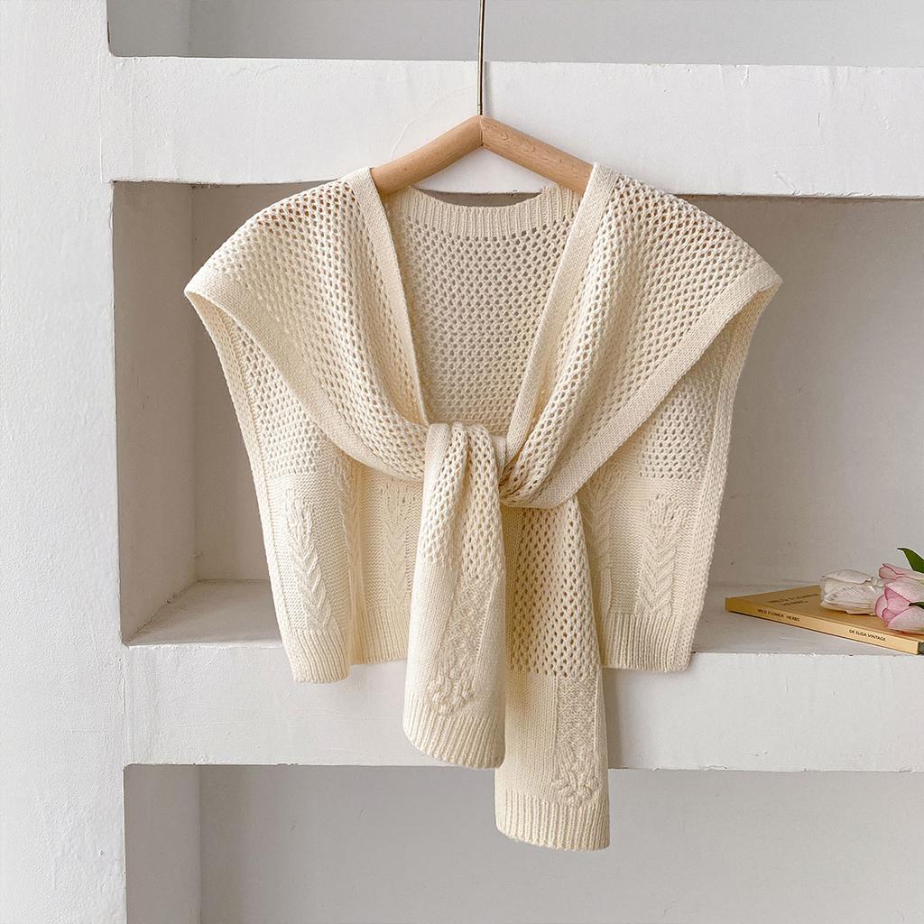 Solid Color Knitted Shawl Scarf Women High-End Capes With Shirts Fashion Thin Neck Protectors For Spring And Autumn