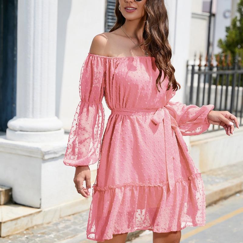 DAFIFY Женская мода лето весна однотонный принт с длинным рукавом на одно плечо с высокой талией повседневные платья