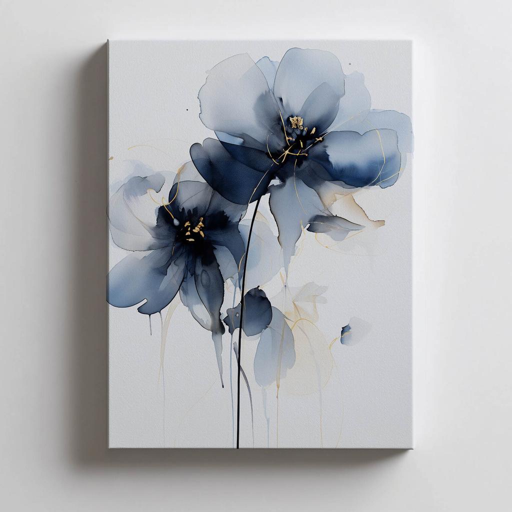 Granatowa Elegancja W Akwareli Granatowa Elegancja W Akwareli, 50X70 Cm, Bez Ramy, Płótno Premium Na Blejtramie