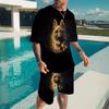 Summer Cool Street Oversized Men's T-shirt Set 3D Printing Trend T-shirt Fashion Casual Two-Piece Set Sportswear