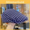 Trendy Womens Grid Beret Hat Summer Plaid Cap With Short Brim And Sun Protection