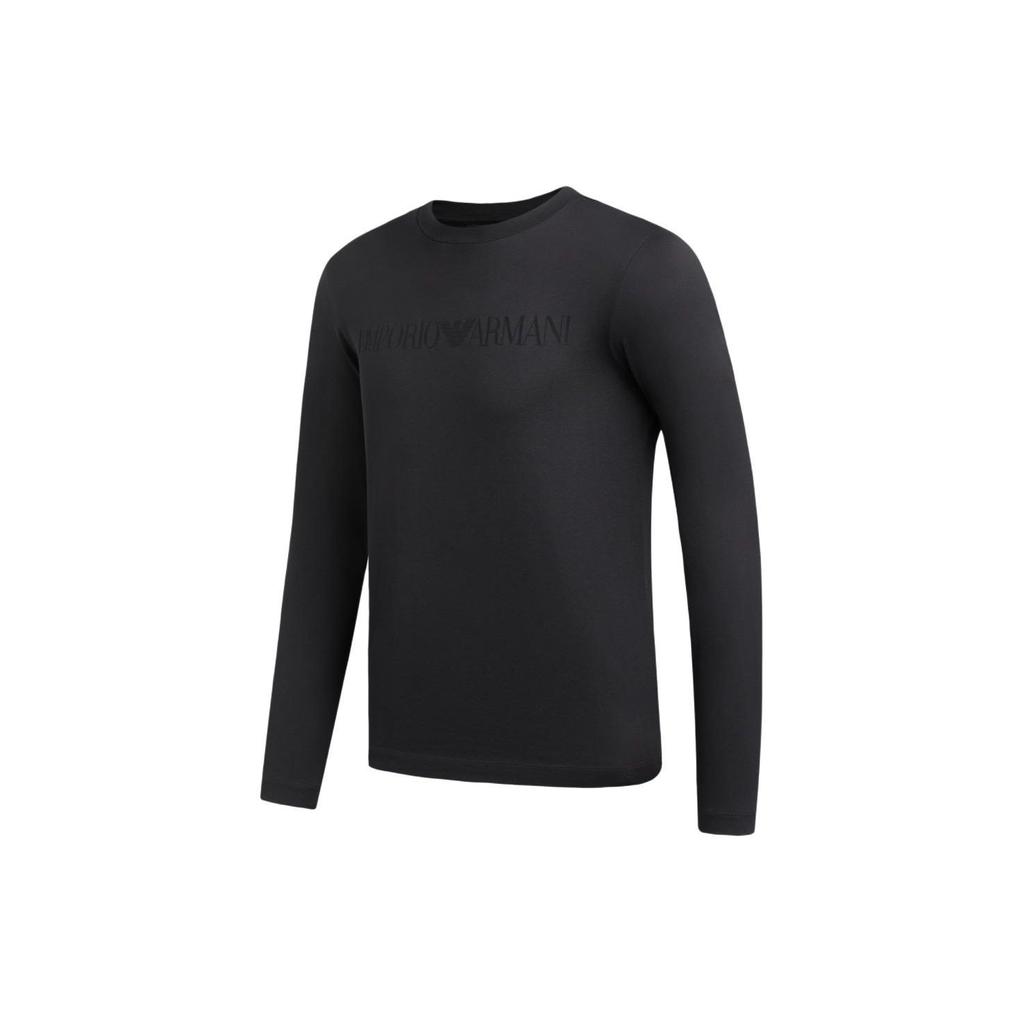 Emporio Armani Мужская футболка с длинным рукавом и круглым вырезом, принт с логотипом и буквами SS24, черная 8N1TD71JGYZ0021