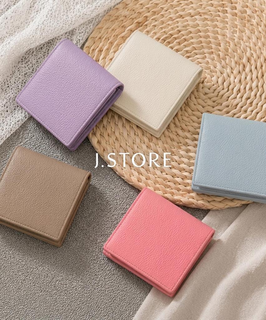 Маленькая карта монета [J.STORE] Складной кошелек, Тонкий, Легкий, Кошелек, Отделения, Кошелек для монет, Простой, Пастельный, Унисекс, Фиолетовый, 6S-J16-PU