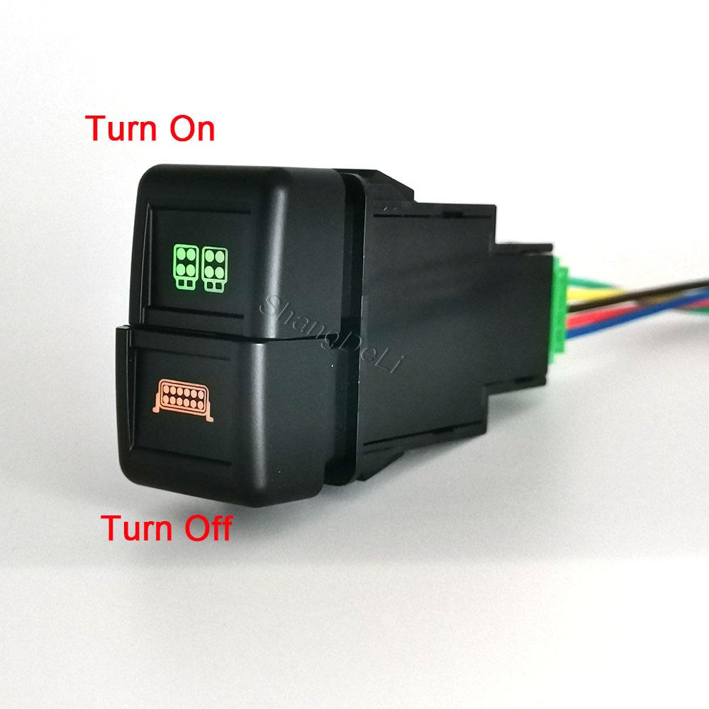 1PC Dual Button Switch Fit for ISUZU 700P Car Fog Light LED DRL Spotlight Radar Switch with Wire Car Interior Accessories