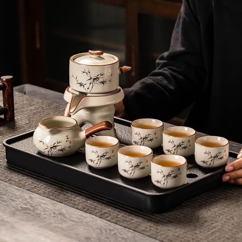 Автоматический керамический набор для кунг-фу чая Zhi Shi Ru Kiln Rich Bamboo