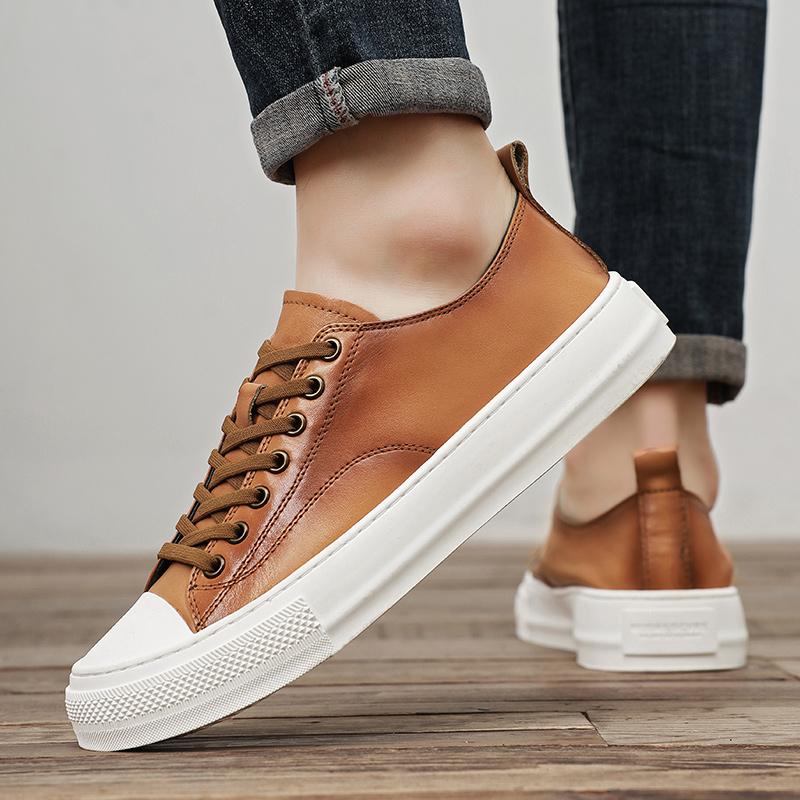 Genuine Leather Men Casual Shoes Lace Up Oxfords Luxury Brand Men's Sneakers Trendy Man Vulcanize Shoes Male Skateboard Footwear