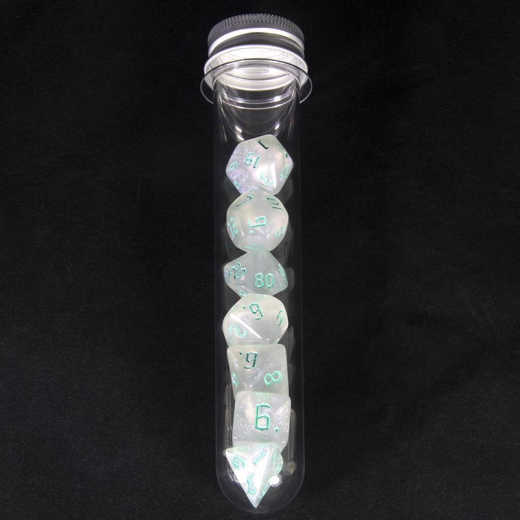 Набор из 7 игральных костей DND с трубчатыми блестящими многогранными игральными костями для настольной игры