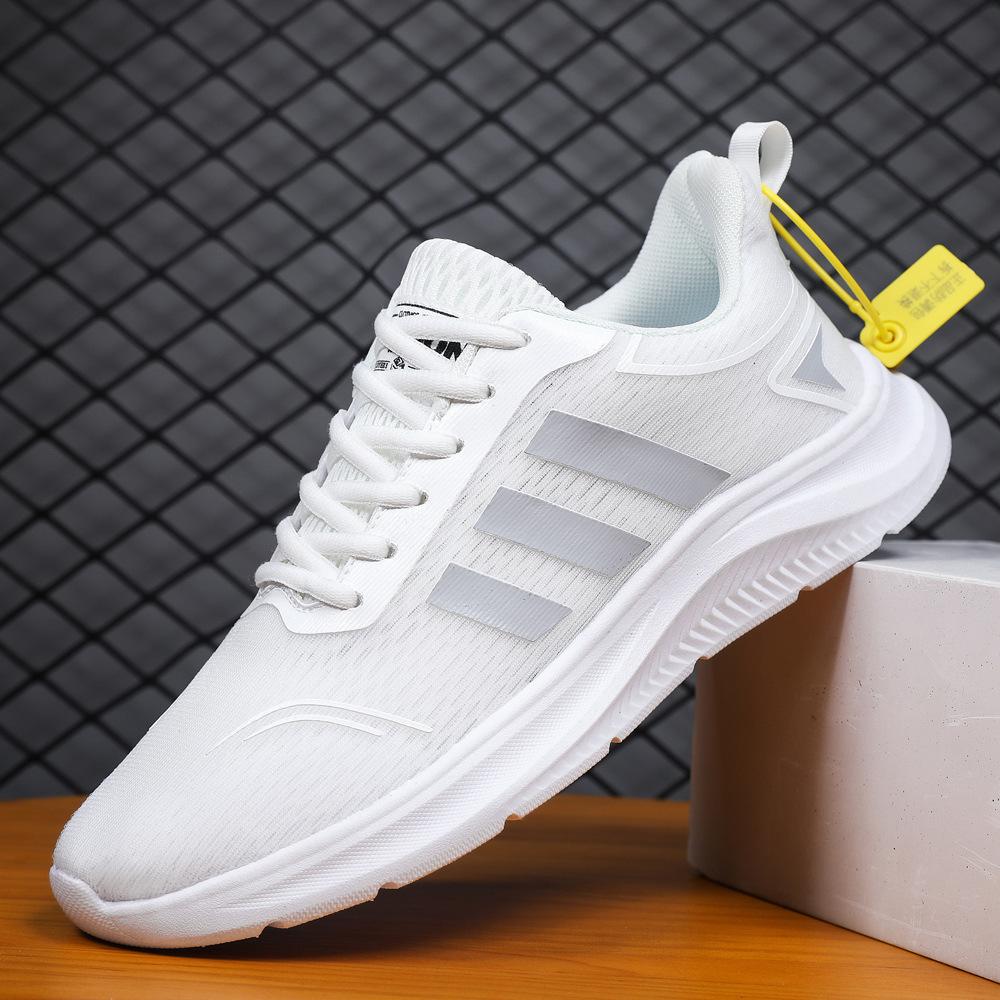 Спортивная обувь Весна и лето Новая сетчатая дышащая Студенческая повседневная обувь для бега Толстая подошва Легкая Модная Парная обувь для пар Белая обувь