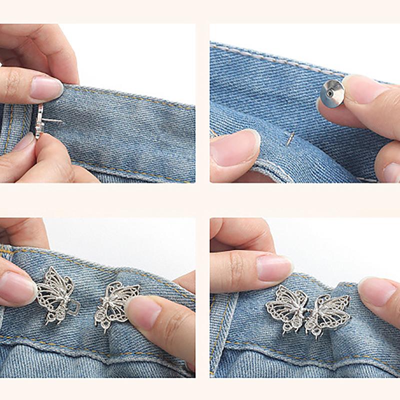 1/2PCS  Adjuster For Pants And Skirts Waist Tightener Bowknot Button Adjustable Waist Buckle For Jeans No Sewing Required