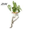 Funny Halloween Desk Decor 2Pcs Whimsical Hanging Leg Resin Planter, Dangling Sitting Flower Pot for Creative Plant Home Succulents, Desktop
