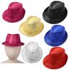 Unisex Boys Girls Shiny Sequins Fedora Party Hat Hip-Hop Jazz Dance Stage Performance Costumes