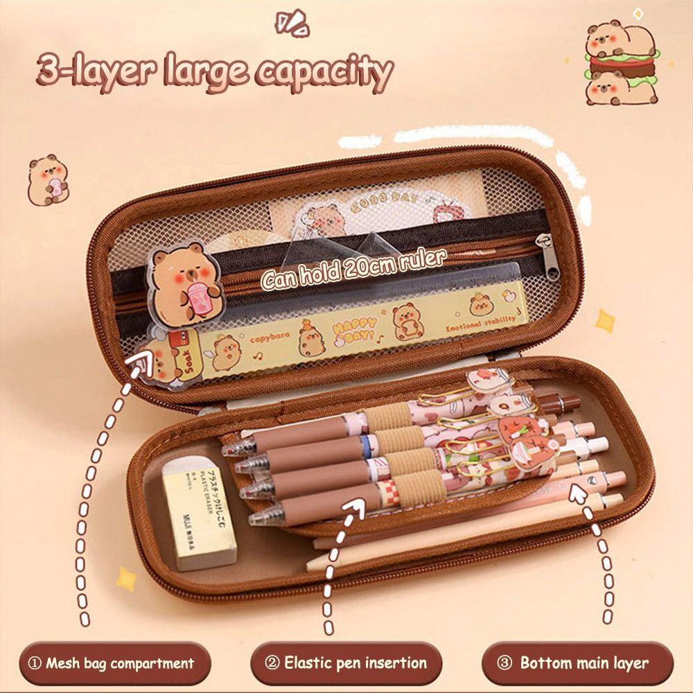 3D Capybara Pencil Case Large Capacity Pen Box Stationery Storage Pouch for Office School Supplies