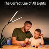 USB Powered Dual Head Reading Light Clip-On LED Desk Lamp with Adjustable Gooseneck