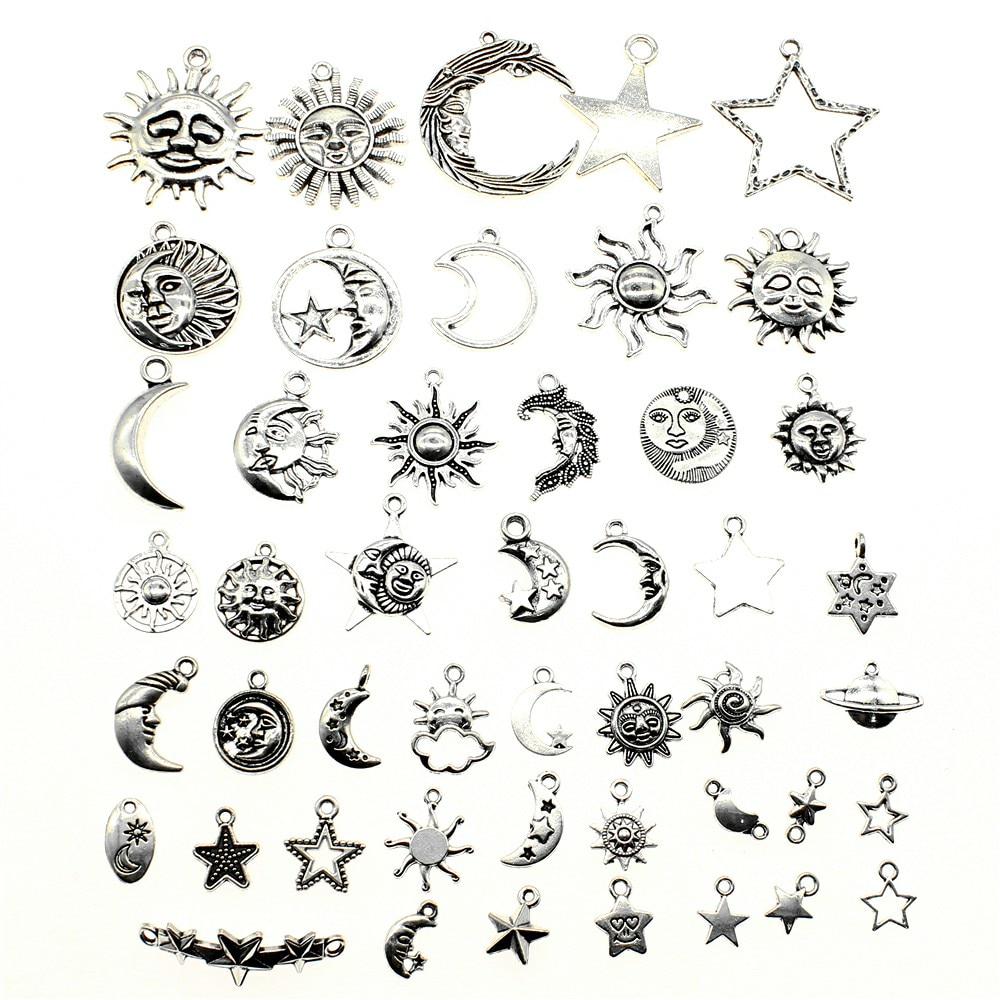 30 грамм металлический кулон подвески Солнце Луна Звезда случайные поставки для компонентов ювелирных изделий K1296