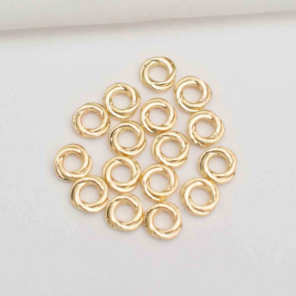 100pcs 14K Gold Twist Closed Spacer, Circle Twist Spacer Jewelry Accessories Diy Handmade Large Hole Beaded Spacer