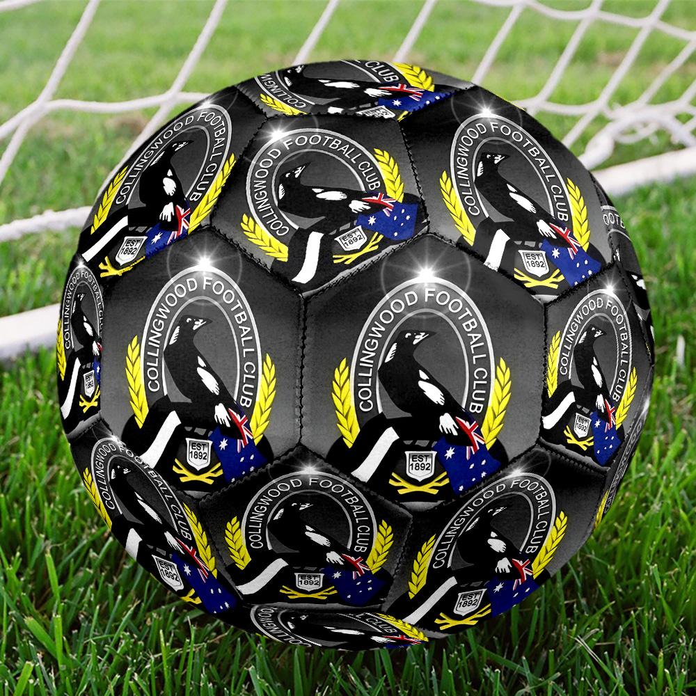 Collingwood Magpies Print Size 5 Soccer Ball, Standard Match Football for Sports Game and Team Practice, Ideal Gift for Soccer Fans