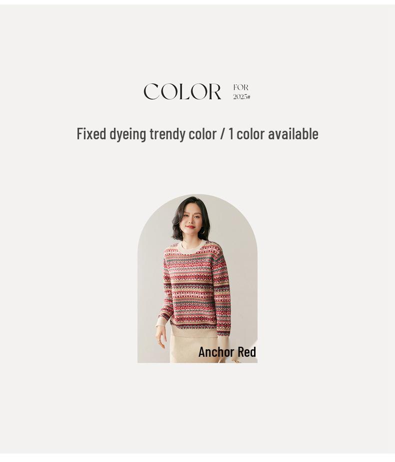 Design-Forward French Cable Knit Cashmere Sweater - Women's Loose Contrast Color Round Neck Knitwear for Autumn/Winter