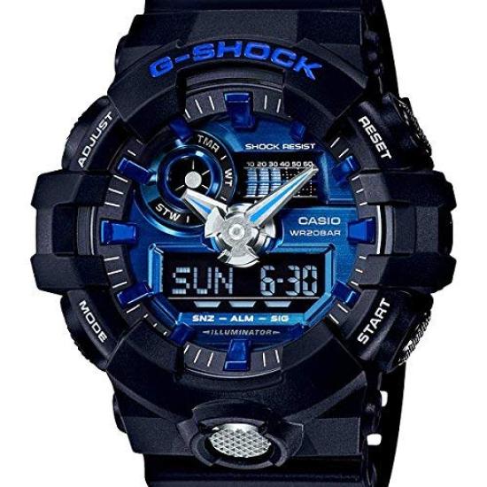 Пластиковые часы G-SHOCK Analog-Digital для мужчин, водостойкие 20 АТМ (GA-710-1A, GA-710-1A2, GA-710GB-1A) (GA-710-1A2 (синий))