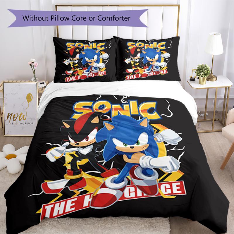 3pcs Sonic Bedding Set Duvet Cover Closure Includes 1 Duvet Cover & 2 Pillowcases, Soft and Comfortable for All Seasons.