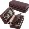 Slots Embedded Portable Travel Storage Bag For Watch/Daily Necessities Storage Box Leather Zipper Watch Box