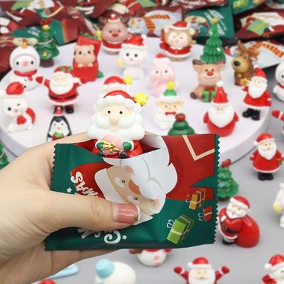 10 шт. Мини Рождественская игрушка-сюрприз из смолы Санта Клаус Снеговик Рождественская елка Сюрприз-бокс Милый Рождественский набор для DIY подарков для детей