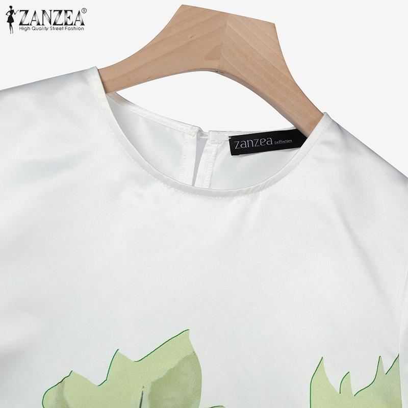 ZANZEA Женское повседневное платье с коротким рукавом с круглым вырезом и цветочным принтом