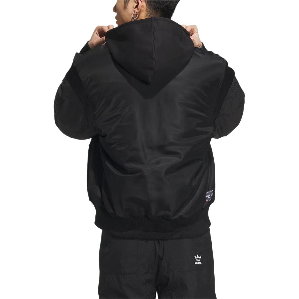 adidas Куртка на молнии с капюшоном с принтом Originals, топы унисекс, черный IX4232