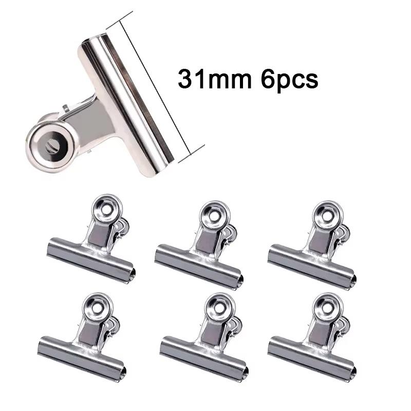 6Pcs Bulldog Clips Chip Clips Food Clip Multi-functional Metal Hinge Clamp Binder Paper Clips for Food Bag Kitchen Home Office 2