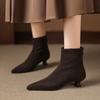 Модные НОВЫЕ Осенние Женские Ботинки Острый Носок Каблук-Рюмочка Обувь из Коровьей Замши для Женщин Элегантные На Молнии Современные Ботинки Повседневная Обувь