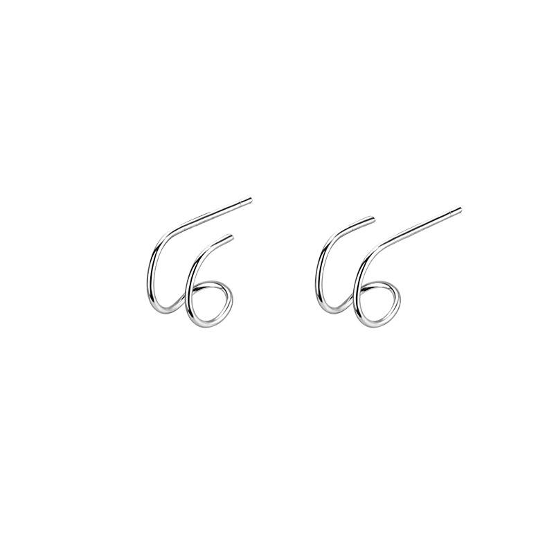 Cold Wind Small Earrings Trendy Style Fashion Student Trend Simple Personality U-Shaped Double-Layer Line Stud Earrings Female