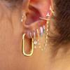New Classic Stainless Steel Zircon Square Chain Hoop Earrings Women Small Pendant Cartilage Helix Tragus Piercing Jewelry