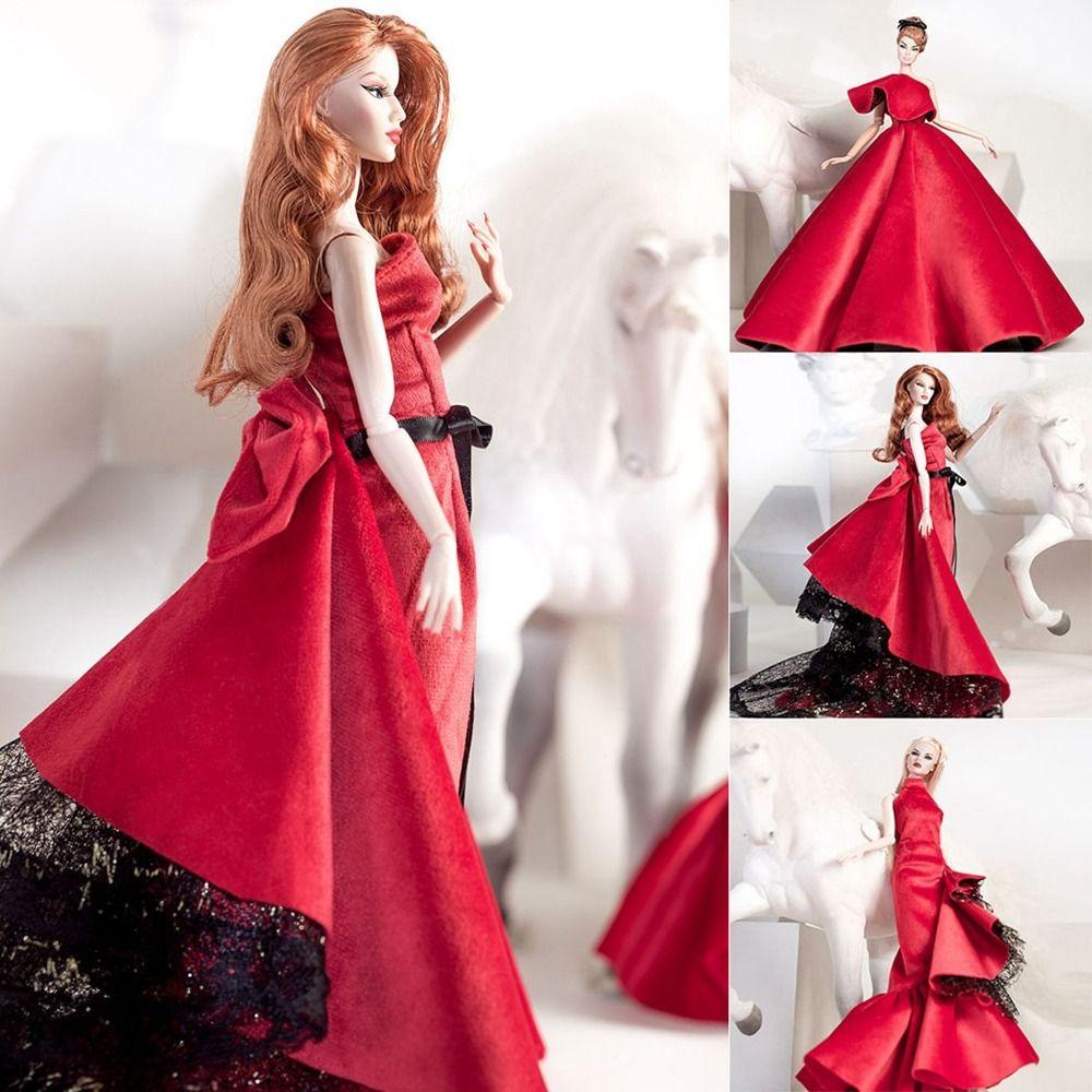 Red Lace Wedding Dresses Luxury Party Clothes  For 30cm Supermodel Doll/for 1/6 BJD Dolls