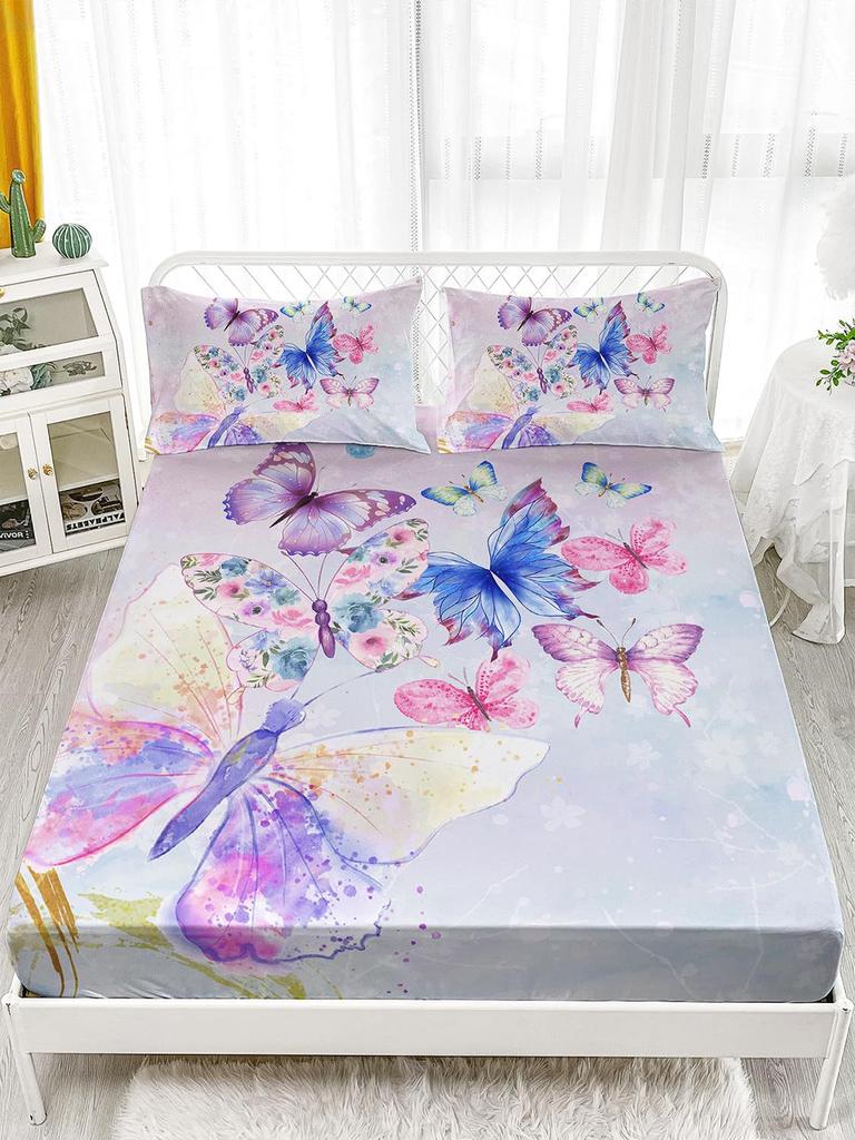 Красивый матрас с узором бабочек, трехпредметный комплект постельного белья с цифровой печатью, для взрослых и детей
