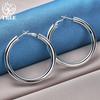 925 Sterling Silver 50mm Round Smooth Big Circle Hoop Earrings Jewelry