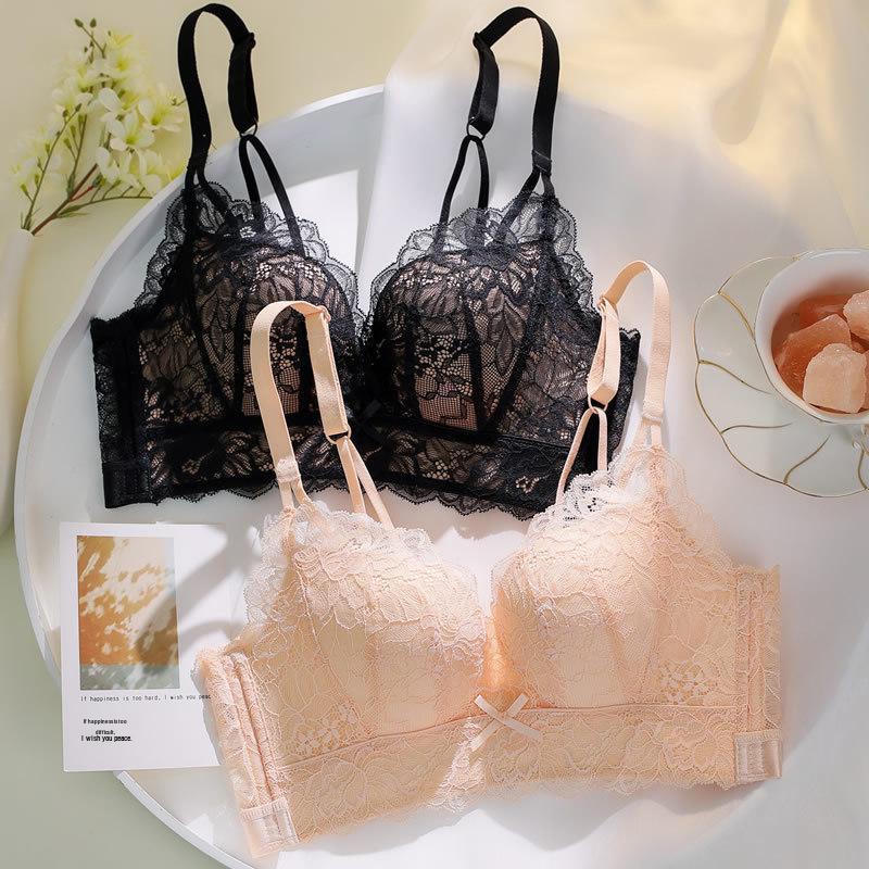 Кружевной Спинка Сексуальный Поддерживающий Бюстгальтер - Беспроводной, Боковая Поддержка, Летний Тонкий