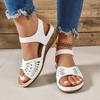 Модные классические женские туфли Летние женские сандалии Модные сандалии на танкетке Ретро Однотонные Швы Большой размер Римские туфли