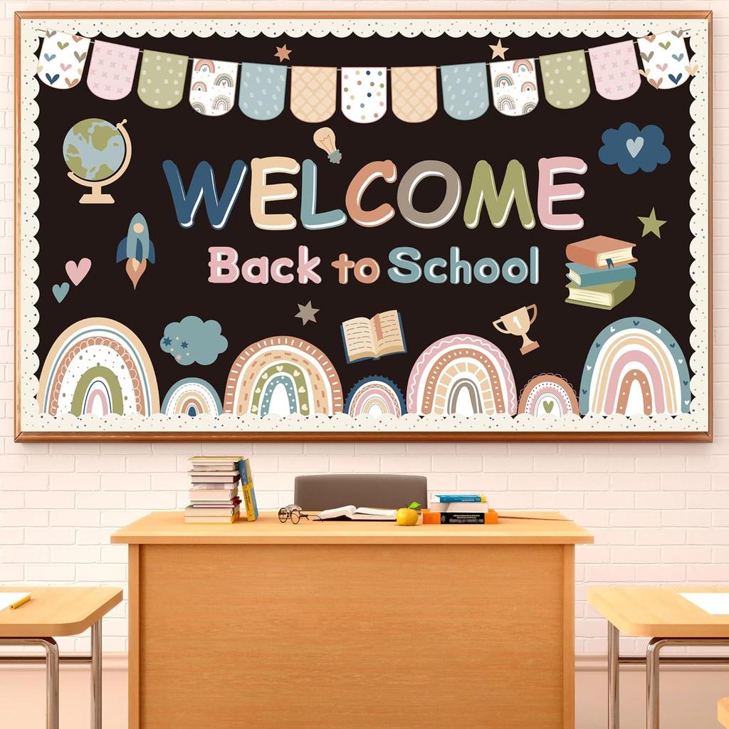 Украшения для доски объявлений «Добро пожаловать» Back to School Бохо Декор класса Бохо Радуга Набор для доски объявлений «С возвращением» Вырезки для школьного офиса