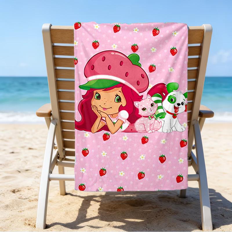 Straw-berry Friends Quick-Dry Microfiber Beach Towel Super Soft & Absorbent for Bath, Beach, Travel Bath Time Accessory, Fan gifts
