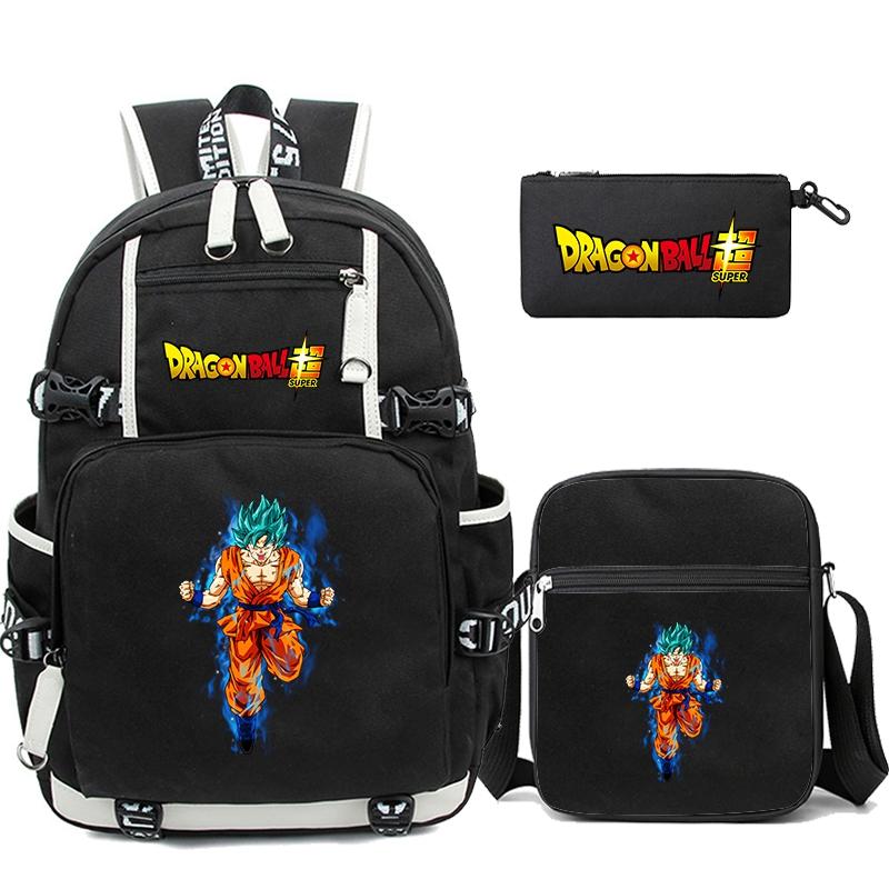 3Pcs/set Anime Dragon Ball Laptop Backpack Unisex Bagpack with Lunch Handbag for Girl Boy Teenager Schoolbag Men Women Leisure Bag Rucksack Mochila