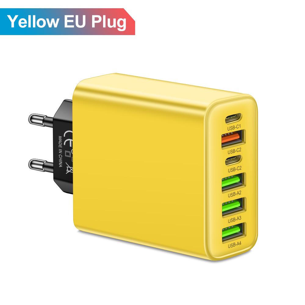 3.1A Multi-Port Charger: 2 Type-C PD + 4 USB for Mobile Phones - Travel-Friendly Charging Hub