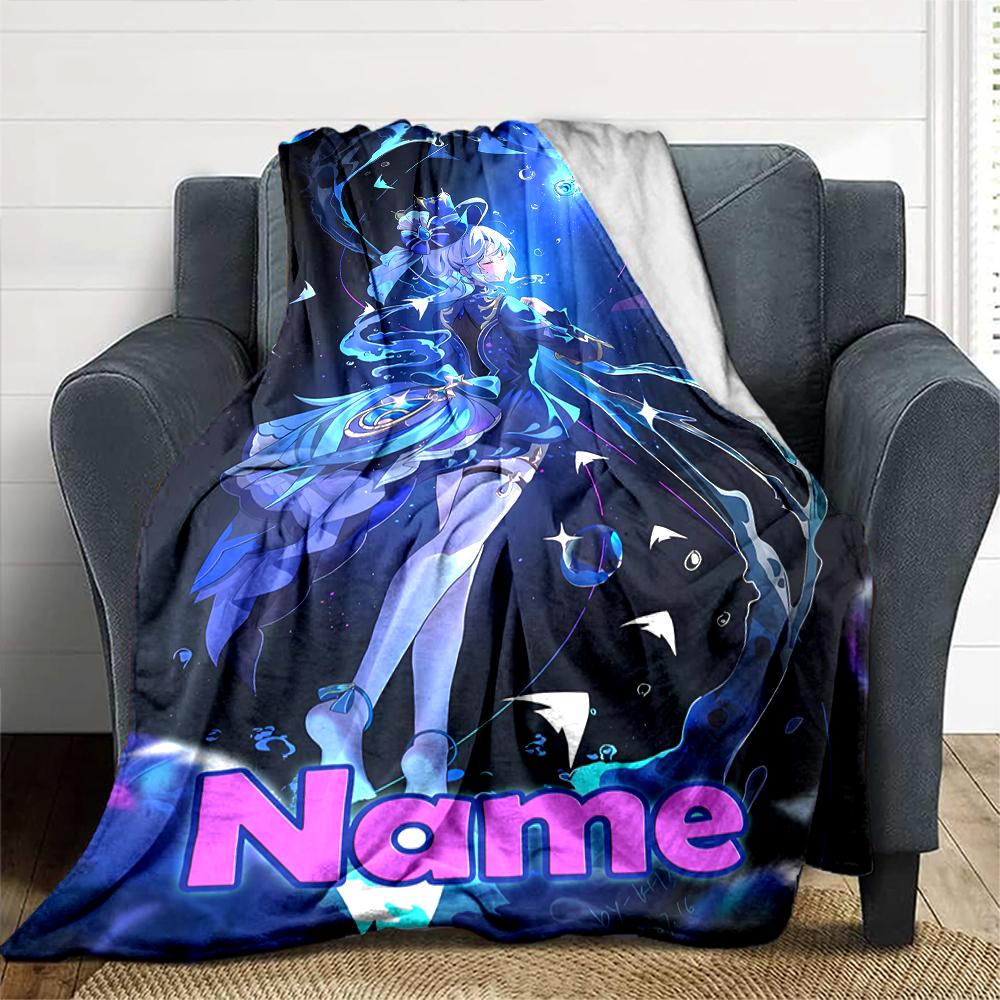 Customiz Name Personality Genshin Impact characters Blanket Soft &Warm Sofa Office Bed Travel Lunch Break Blanket, Gift Suitable All Seasons