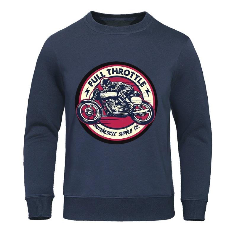 Full Throttle Motorcycle Locomotive Culture Мужские модные повседневные толстовки с капюшоном Флисовые теплые осенние повседневные спортивные свитера и длинные рукава для мужчин
