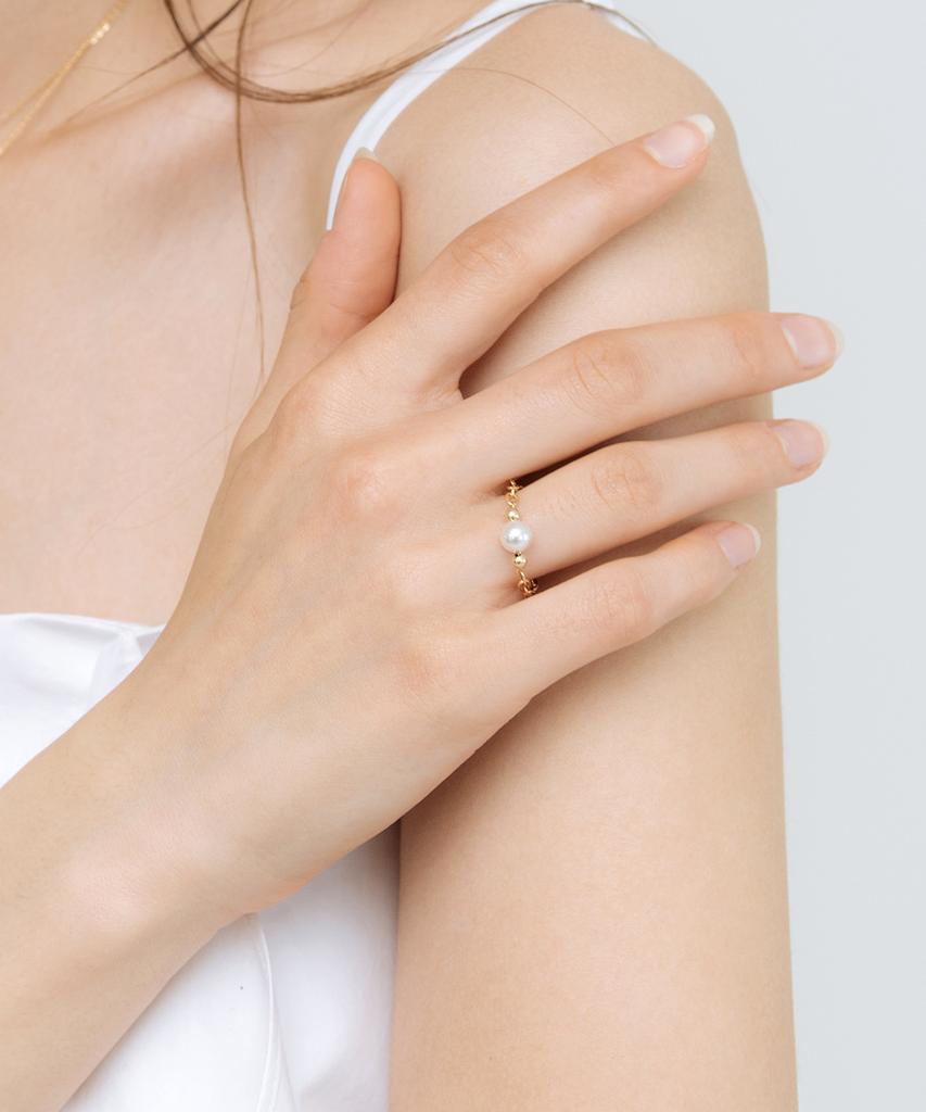 Mcel 14K Изящное Золотое Кольцо-Цепочка с Жемчугом Swarovski