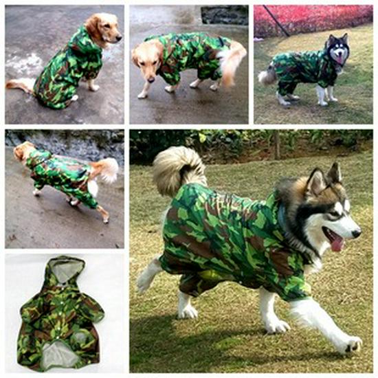 Reflective Large Breed Dog Rain Poncho - Waterproof & Windproof Hooded Raincoat